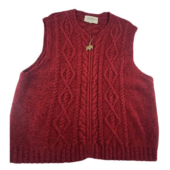 Vintage Susan Bristol Sweater Vest Women Size 1 W XL Burgundy Red Knit Leaf 1995 - Picture 1 of 10
